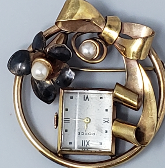 Royce Swiss Vintage Mechanical Self-Winding Watch Brooch Pin - Picture 3 of 11